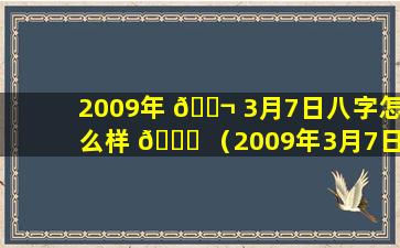 2009年 🐬 3月7日八字怎么样 🍀 （2009年3月7日出生的是什么星座）